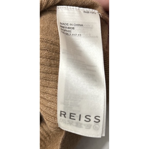 Reiss Turtleneck Wool Alpaca Blend Camel Sophia Sweater Minimalist Luxury SZ XL - Picture 5 of 8
